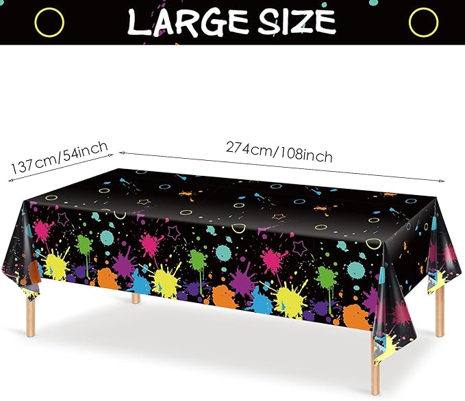 Glow Party Table Covers Neon Plastic Tablecloths 108 x 54 Inch Disposable Neon Glow Table Cloths for Black Light Birthday Party Supplies Decorations(4 Pieces)