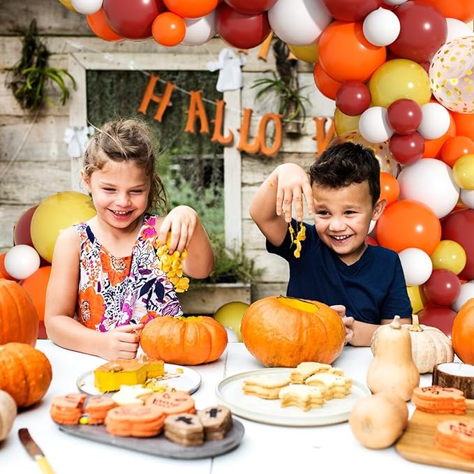 Fall Balloons Arch Garland Kit, Orange Burgundy Gold Confetti Fall Party Balloons, for Halloween Falls Birthday Party Little Pumpkin Baby Shower Decorations Autumn Thanksgiving Friendsgiving Supplies