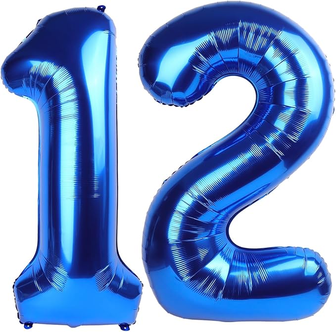 Giant Navy Blue 12 Balloon Number 40 Inch, 12 Number Balloons Birthday Supplies, 12 Year Old Birthday Party Celebration, 12 Balloons Graduations Anniversary Decorations
