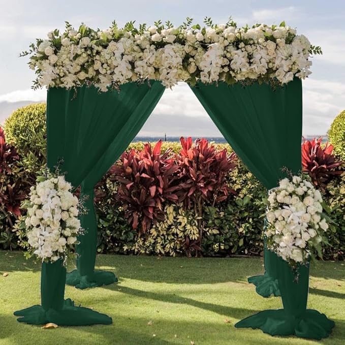 Wedding Arch Draping Fabric 30'' x 18FT Sheer Chiffon Arch Drape Backdrop 1 Panel Emerald Green Drape for Easter Bridal Shower Photo Booth Church Decor Birthday Party Outdoor Decoration