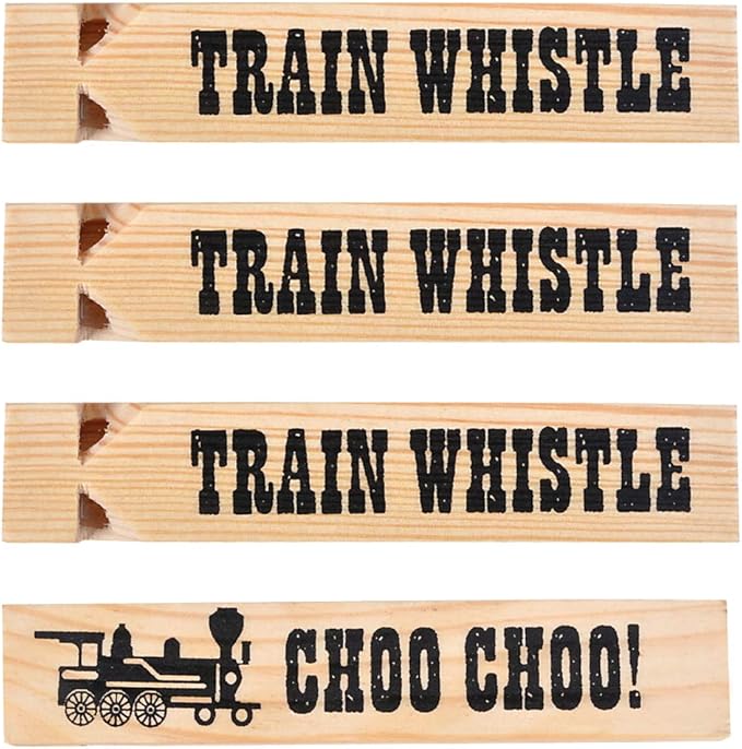 Wooden Train Whistles (Pack of 48) - Wood Train Whistle for Kids, Train Party Favors, Theme Birthday Decorations, Noisemakers, Goodie Bag Filler, Small Game Prizes, Stocking Stuffers