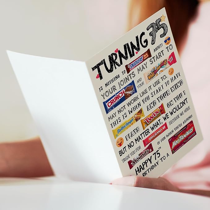 Funny 75th Birthday Card for Women Men, Humor 75th Birthday Gifts for Him Her, Unique 75th Bday Decorations Ideas for Parents Grandparents