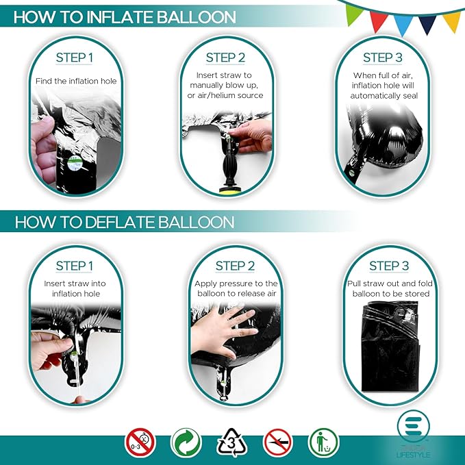 40 Inch Large Black Number Celebration and Decoration Balloon for Birthday Parties, Graduations, Anniversaries, Weddings, Photo Shoots, Special Events - Helium Foil Mylar (Black Number 5)