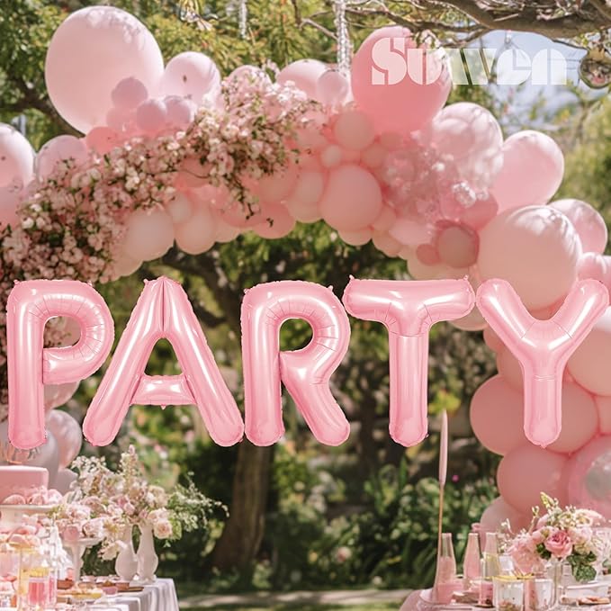 SUWEN 40 Inch Pink Large A Letter Balloons Big Foil Helium Letter Balloons A-Z Jumbo Mylar Happy Birthday Party Decorations for Girl Anniversary Party Supplies
