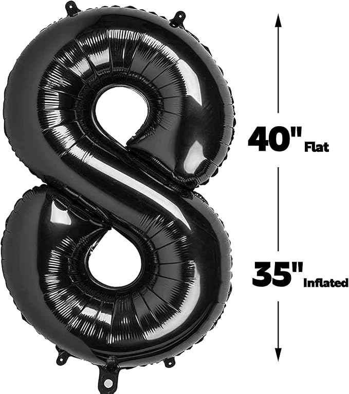 Black Number 28 Balloon - 40 Inch, Birthday Party Decorations, Anniversary & Graduation Supplies