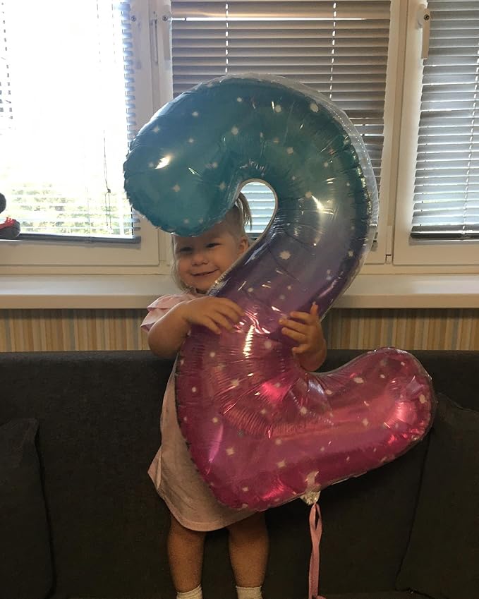 Starry Sky Number 9 Balloon 40 Inch, 9 Balloon Number, 9th Birthday Decorations, Starry Sky Party Supplies for Boys Girls
