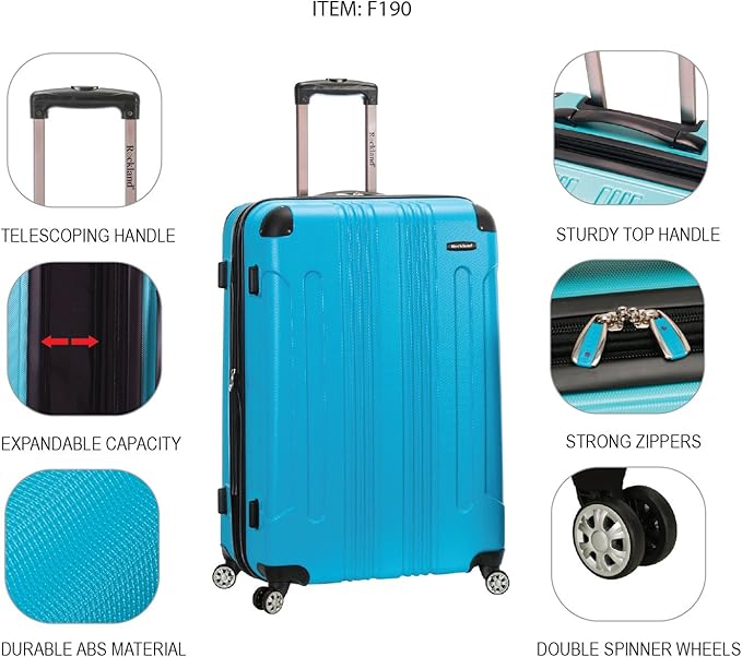 Rockland London Hardside 3 Piece Expandable Spinner Wheel Luggage Set, (20"/24"/28"), Green