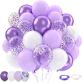 Patimate Lavender Purple Balloons Set, 50 pcs 12 inch Metallic Purple Lavender Lilac Confetti Latex Balloons Kit for Birthday Baby Shower Wedding Party Decorations