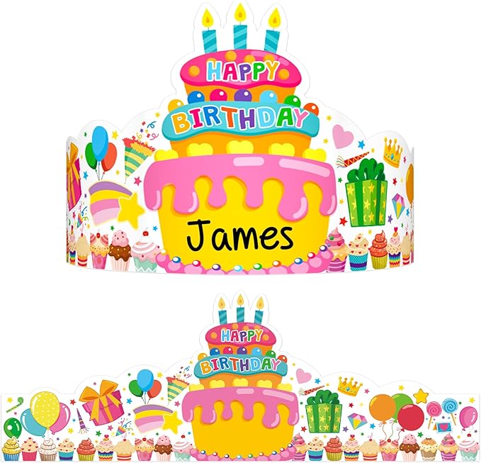 36 Pack Birthday Crowns for Kids Colorful Paper Party Hats Birthday Crown Set for Teachers Students Classroom