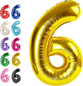 Gold 40 Inch Mylar Foil Number 6 Balloon, Birthday Digital Balloons for 6 16 Boy Girl Party Decorations Supplies, Big Helium Balloon Numbers for 26 36 46 60 Men Women Anniversary