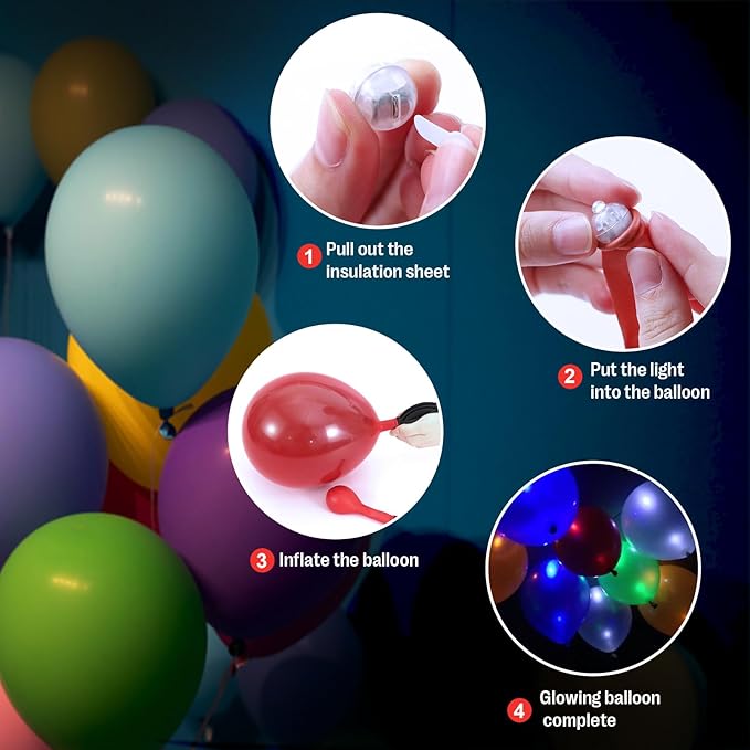 AIKEI 100pcs LED Balloon Lights,Mini Round Balls Lights,Waterproof Tiny Led Light for Balloon Paper Lantern Halloween Christmas Birthday Party Wedding Decoration Rainbow Color