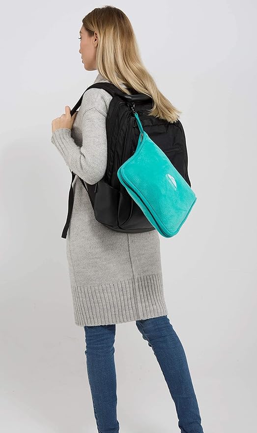 BlueHills Premium Soft Travel Blanket Pillow Airplane Blanket Packed in Soft Bag Pillowcase with Hand Luggage Belt and Backpack Clip, Compact Pack Large Warm for Any Travel (Teal Green T006)