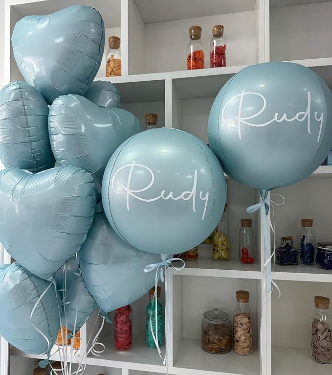 Baby Blue Heart Balloons,12Pcs Pastel Blue Heart Shaped Foil Balloons,18Inch Pastel Helium Balloon for Baby Shower Birthday Anniversary Wedding Party Decorations