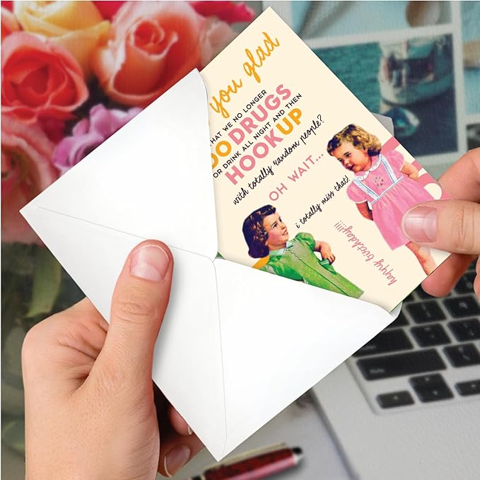 NobleWorks - 1 Funny Women's Birthday Card - Hilarious Bday Greeting Card with Envelope, Sassy Celebration - Aren't You Glad C7025BDG