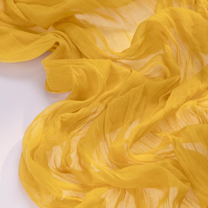 Socomi Gold Yellow Cheesecloth Table Runner Easter Spring Boho Rustic Gauze 120 inch 10FT Cheese Cloth Runner for Wedding Party Baby Shower Birthday Home Decor Holiday Decorations