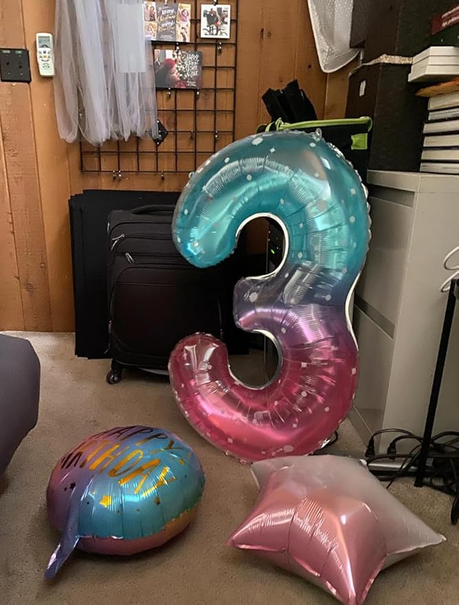 2 Numbers Balloon 40 Inch Pink Purple Blue Two Balloon Number Birthday Decor, 2nd 12 21st Party Celebration Decorations Graduations Wedding Baby Shower