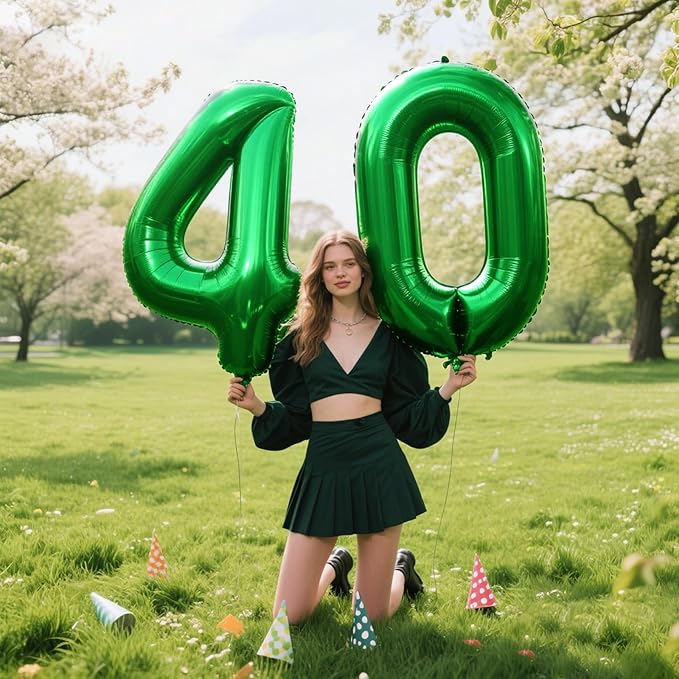 40 Inch Balloon Number 0 Green, Large Foil Green Number Balloons 0 for Girls Women, Digital 0 Helium Balloons for Baby Girls 12 20 21st Birthday Graduation Princess Party Decorations