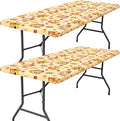 Smiry 2 Pack Rectangle Thanksgiving Table Cloth, Waterproof Elastic Fitted Tablecloths, Washable Polyester Rectangular Patio Table Cover for Autumn Harvest Parties (Pumpkin Sunflower, 30"x96")