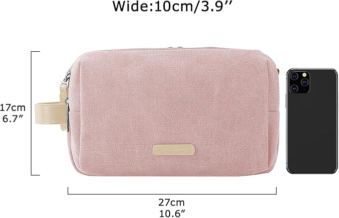 BAGSMART Toiletry Bag for Women, Cosmetic Makeup Bag Organizer, Travel Bag for Toiletries, Dopp Kit Water-resistant Shaving Bag for Accessories, Pink-Medium