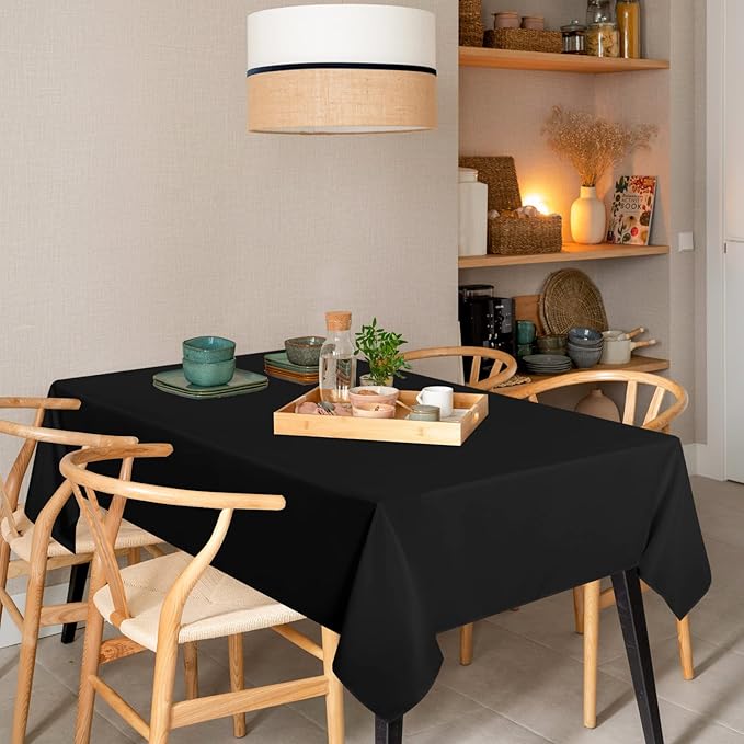 sancua 10 Pack Black Tablecloth 60 x 120 Inch, Rectangle Table Cloth for 8 Feet Tables - Stain and Wrinkle Resistant Washable Polyester Table Cover for Dining Tables, Buffet Parties and Camping