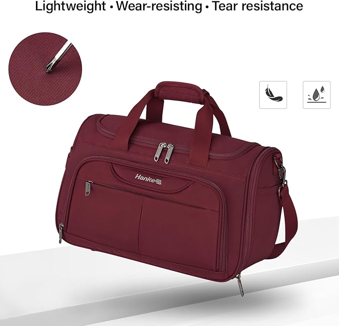 Hanke Underseat Carry On luggage Bags for Travel, Foldable Travel Bags for Women, Soft Lightweight Personal Item Travel Bag Small Carry On Bags for Airplanes, Travel Tote Bags for Women Men.（Burgundy）