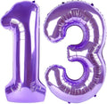 Purple Number 13 Balloon 40 Inch, 13th Birthday Party Decorations for Children, Giant 13 Foil Balloon for Party Supplies