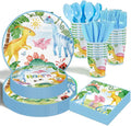 Dinosaur Birthday Party Supplies - 175PCS Dinosaur Themes Party Tableware Set, Bithday Disposable Paper Plates Cups and Napkins For Boys Kids Birthday Baby Shower Decorations, Serve 25