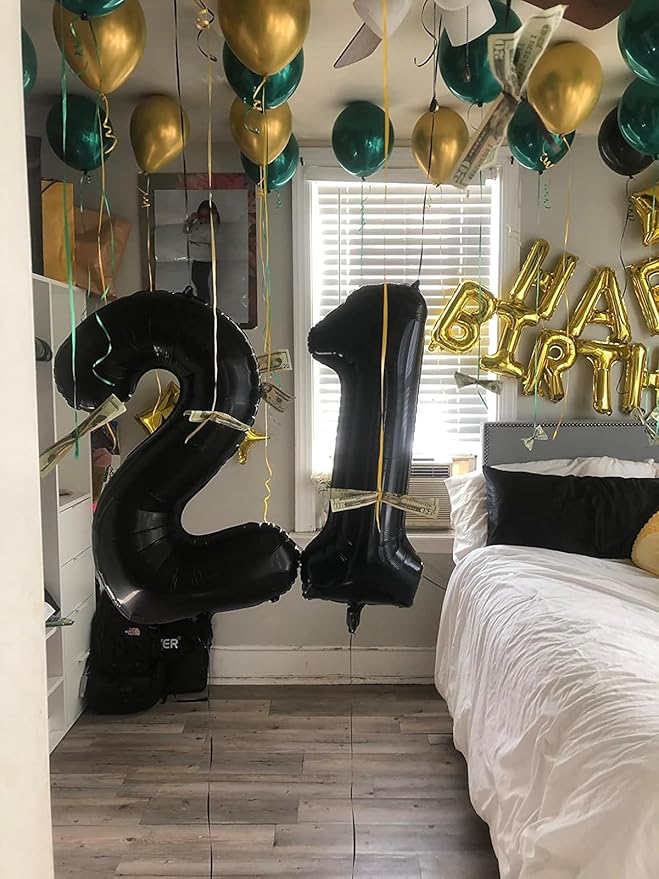 Number 10 Balloons, Balloons for Man Woman 10th Black Birthday Party Decoration, 40 Inch Foil Number Ballon for 10, 100 Anniversary, Bridal Shower, Graduation, Halloween, New Year