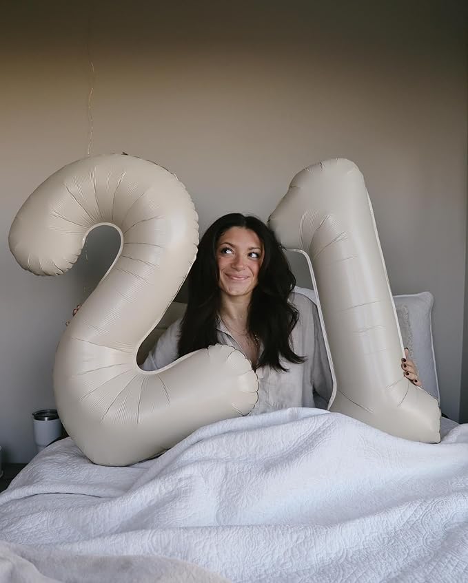 10 Balloon Number, Cream Number 10th Birthday Balloons 40 Inch, 10 Years Old Cream Birthday Decorations for Boys Girls, 10th Anniversary Decorations