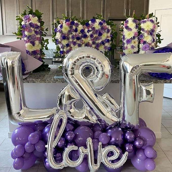 Silver Letter F Balloons 40 inch Large Alphabet F Balloons Silver Helium Foil Letter Balloon Banner for Birthday Party Anniversary Wedding Decoration