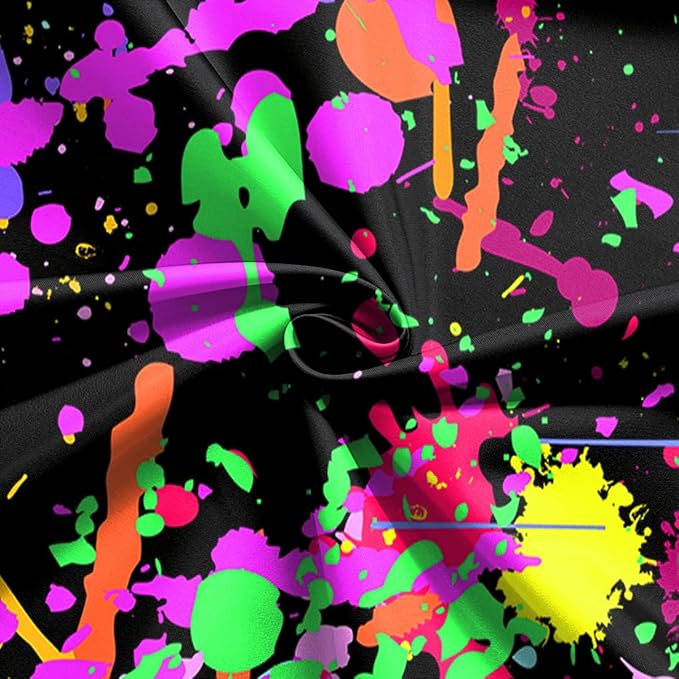 12x8Ft Neno Glow in The Dark Birthday Backdrops Colorful Graffiti Splash Paint Party Background Slime Happy Birthday Black Light Sleppover Party Decorations Birthday Banner, CEM123-12x8