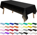 PARTY ULYJA Gold Polka Dots Confetti Plastic Tablecloths 2 Pack Black Disposable Table Covers Thanksgiving 54 x 108 Inch Table Cloths for Picnic Birthday Wedding Parties 8 Foot Rectangle Table