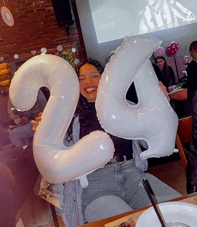 White Number 5 Balloon 40 Inch, 5th Birthday Party Decorations for Children, Giant 5 Foil Balloon for Party Supplies