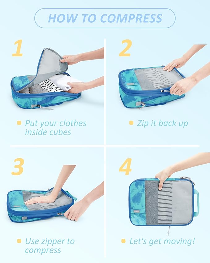 BAGSMART 6 Set /4 Set/2 Set Compression Packing Cubes for Travel, Lightweight Luggage Organizer Bags, Durable Space Saver Bags Travel Essentials