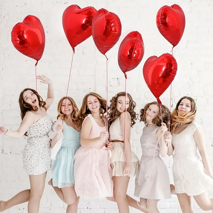 TONIFUL 30Pcs 18 Inch Red Heart Balloons Valentine’s Day Heart Shape Foil Mylar Balloons Decoration for Romantic Valentine's Day Wedding Bridal Shower Anniversary Engagement Party Supplies