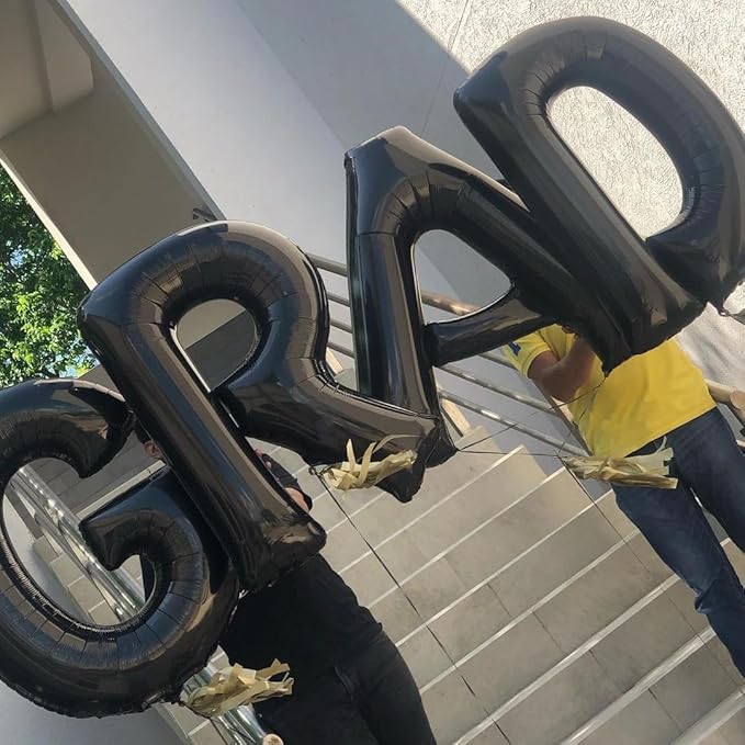 Black Letter R Balloons, 40 Inch Alphabet R Letter Balloons Foil Mylar Big Letter Balloons for Birthday Party Anniversary New Year Graduation Wedding Decorations