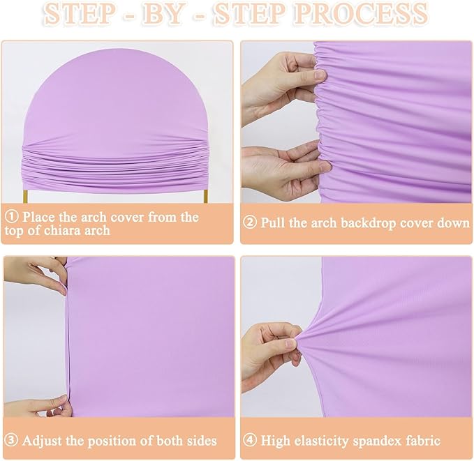7.2ft 6.6ft 6ft Arch Covers Lavender Wedding Arch Cover Set of 3 Balloon Arch Spandex Cover Purple Arch Backdrop Cover Round Top Chiara Backdrop Cover for Happy Birthday Party Arch Decoration