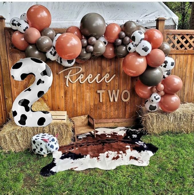40 Inch Big Cow Print Number 2 Balloon Birthday Decoration, Number 2 Helium Balloon 12 20 22 23 24 26 28 32 42 Celebration, Boy Girl Baby Anniversary Party Graduations Supplies Decorations