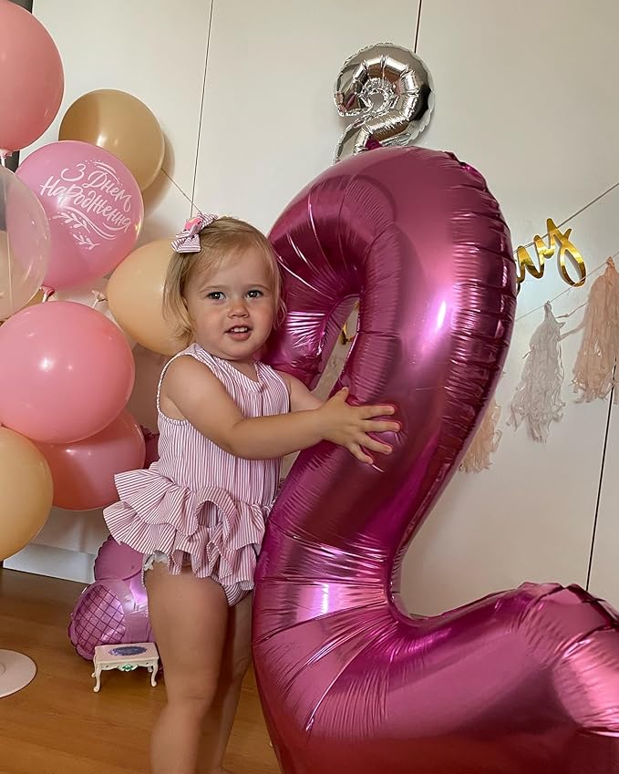 Pink Number 3 Balloon 40 Inch, 3 Balloon Number, 3rd Birthday Decorations, Pink Party Supplies for Boys Girls