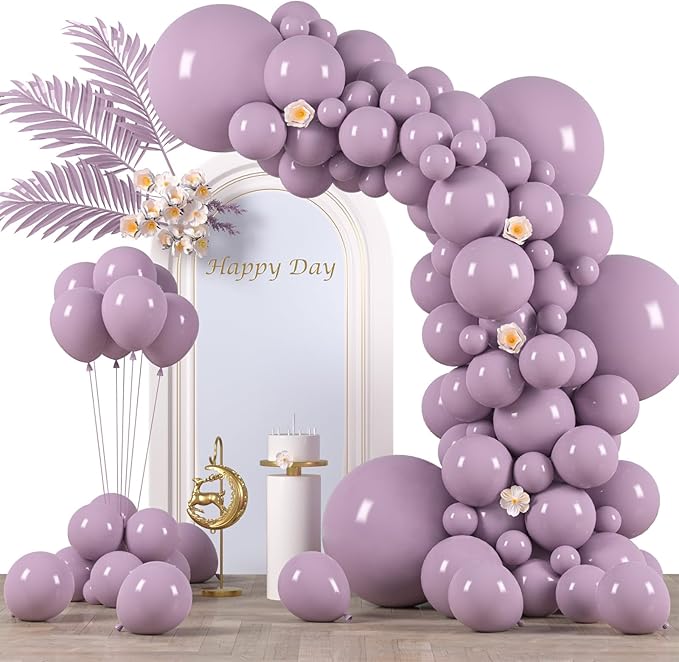 130pcs Lilac Purple Balloons Different Sizes 18" 12" 10" 5" Faded Purple Latex Balloon Garland Arch Kit for Birthday Baby Shower Graduation Wedding Gender Reveal Party Decorations