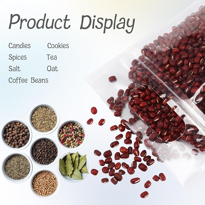 Sinload 60 Pcs Plastic Gift Bag Bulk 5.5 x 8.7 Inch Resealable Party Goodie Bag with Clear Window Color Favor Pouch with Handle for Home Birthday Wedding Party Candy Gift Wrap(Transparent)
