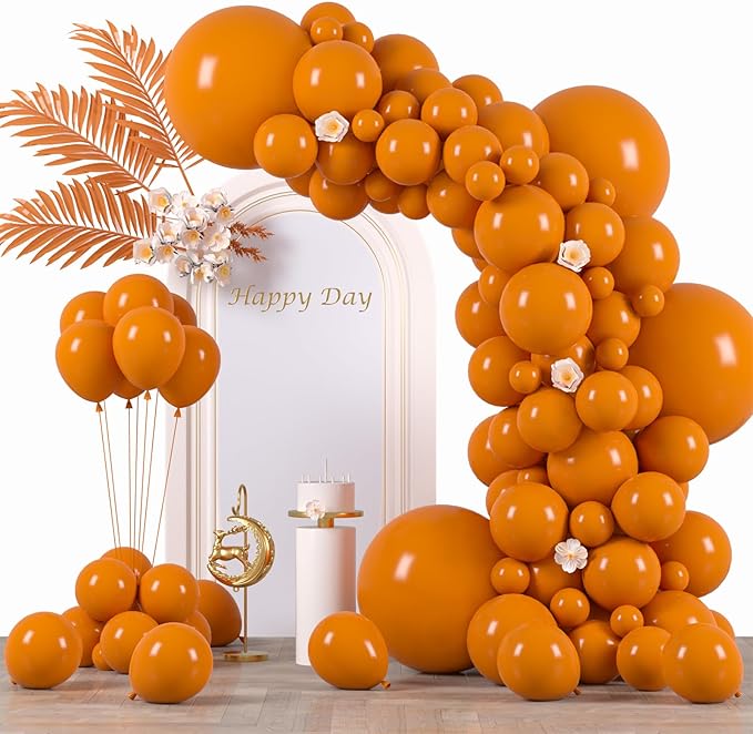 130pcs Burnt Orange Balloons Different Sizes 18" 12" 10" 5" Retro Orange Latex Balloon Garland Arch Kit for Birthday Baby Shower Graduation Wedding Anniversary Party Decorations