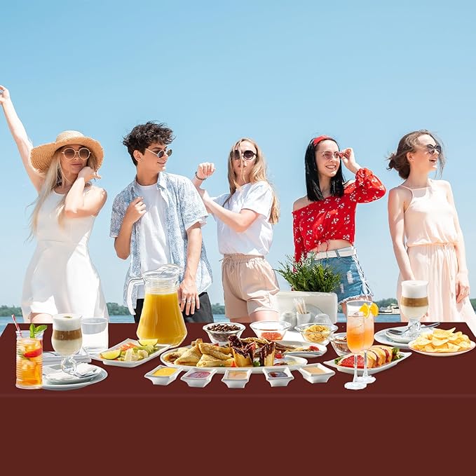 WNINK 4 Pack Maroon Tablecloths Burgundy Disposable Table Covers 54" x 108" Table Cloths for BBQ Birthday Picnic Bridal Shower Engagement Wedding Plastic Table Cloths for Parties