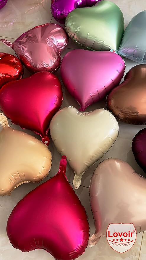 Lovoir 12 Pcs Red Heart Shape Foil Mylar Balloons 18 Inch Love Balloons for Valentine's Day Birthday Party Decorations Wedding Engagement Romantic Decor (Red & White & Pearl Pink)