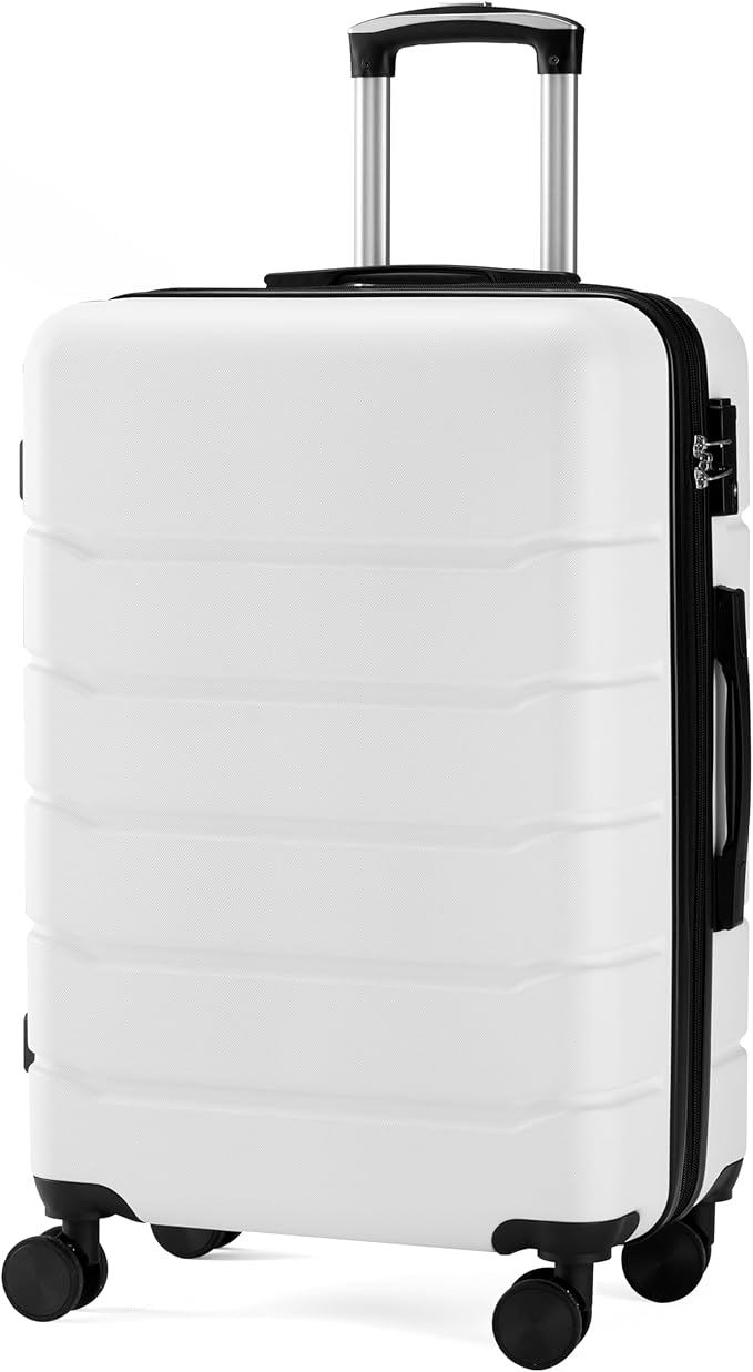 Simple Deluxe 28 Inch Expandable Hardside Carry On with Spinner Wheels & TSA Lock, ABS Hard Shell Lightweight Rolling Luggage Suitcase, White