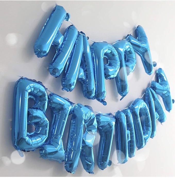 [26 Pcs] 16" Letter Blue Foil Balloons A-Z set, Mylar Aluminum Hanging Alphabet for Graduation Birthday Party Decorations New Year eve