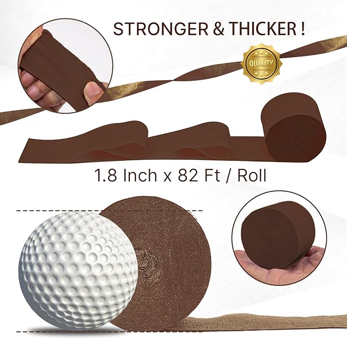 PartyWoo Brown Crepe Paper Streamers 4pcs 328ft Pack of Boho Neutral Sand White Crepe Paper Streamers for Birthday Baby Shower Wedding Graduation Anniversary Woodland Jungle Theme Party Decorations