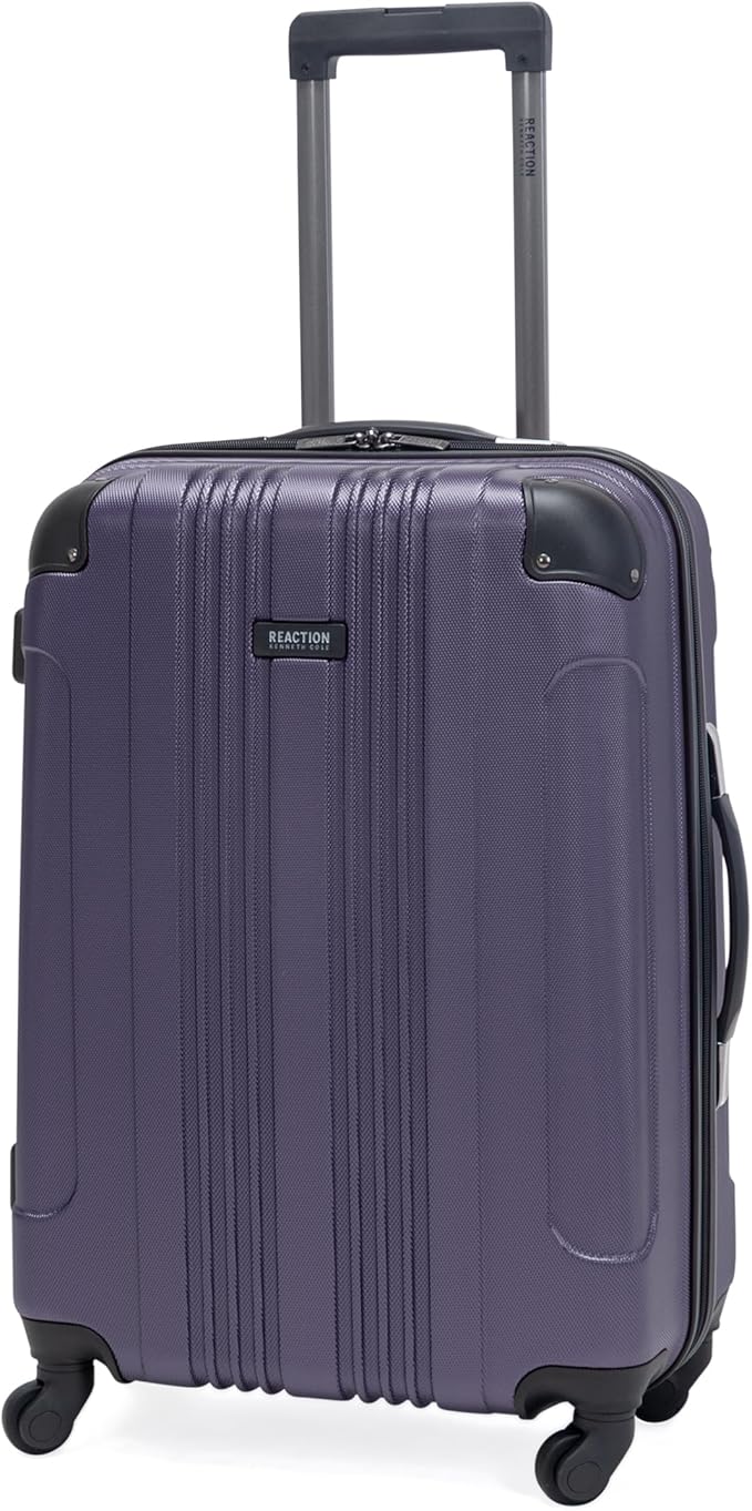 Kenneth Cole REACTION Out of Bounds Lightweight Hardshell 4-Wheel Spinner Luggage, Smokey Purple, 24-Inch Checked