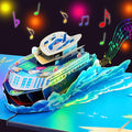 Magic Ants 3D Pop Up Birthday Card for Men with Lights and Music - Cruise Ship Greeting - Plays Happy Birthday to You – For Dad, Grandpa, Husband, Male Friend – Includes Envelope & Blank Note Card