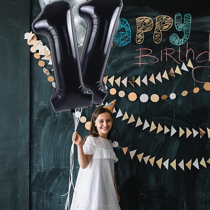 Smlpuame 40 inch Number Balloon 0-9 Black Large Number 12 Balloons,Digital Balloons for Birthday Party Celebration Decorations Supplies, Helium Foil Number Balloons for Wedding Anniversary